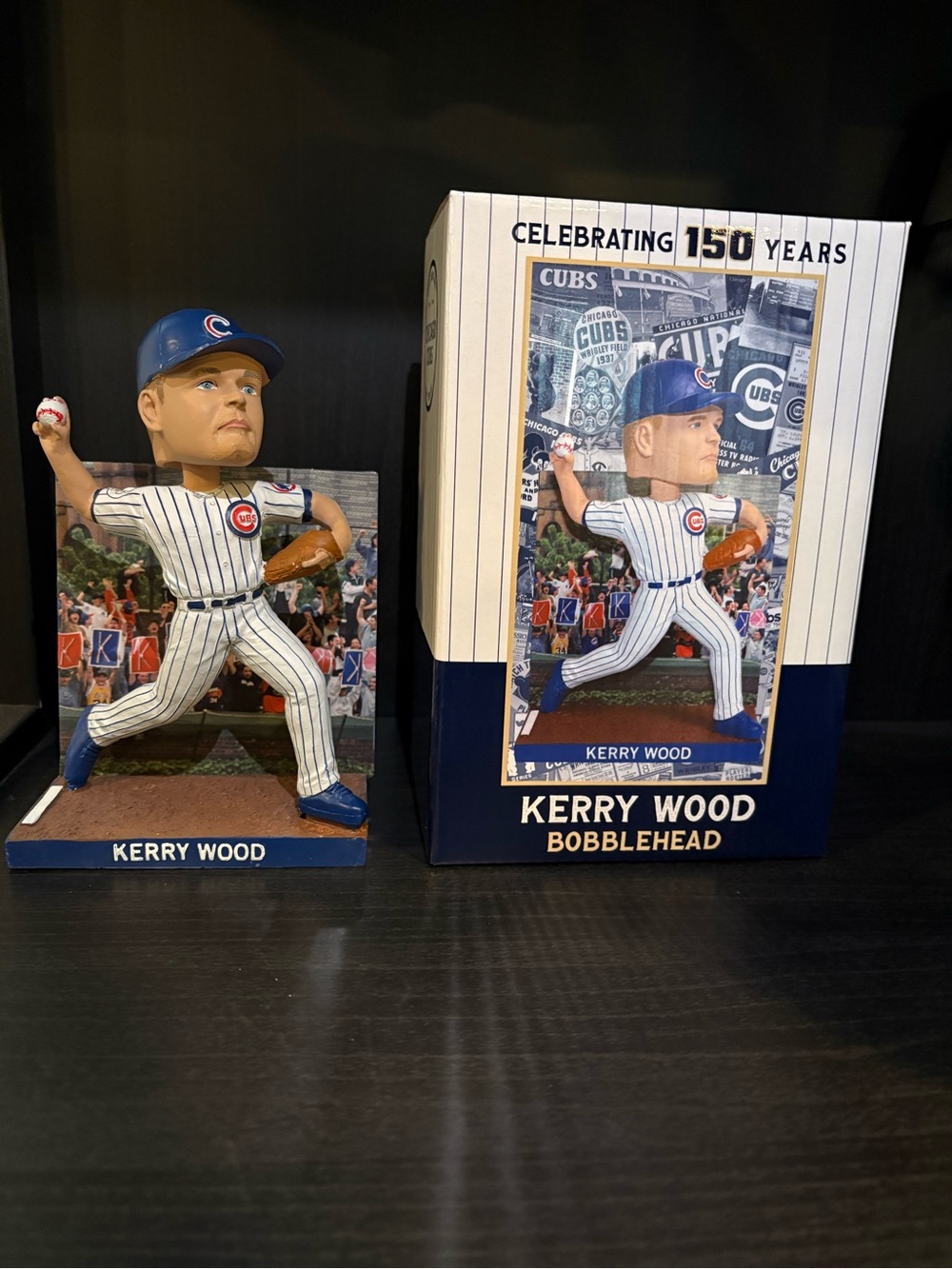 Chicago Cubs Kerry Wood Bobblehead - White & Blue Pinstripe
